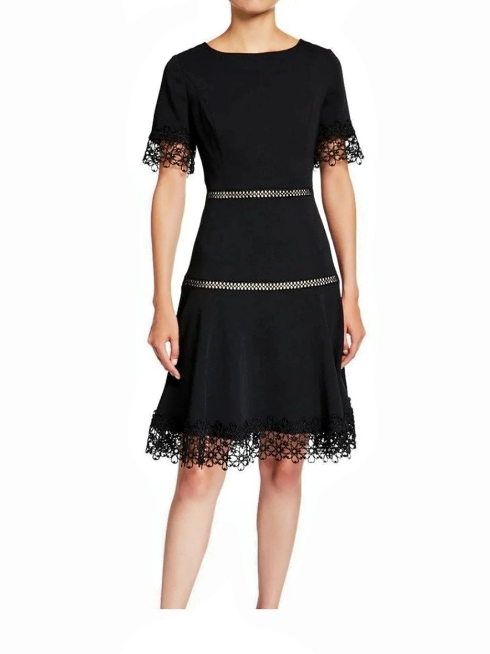 Shani Collection Style/Model S-2002 Black Lace Trim Dress Size 6 NWT